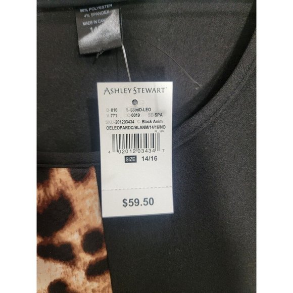 Ashley Stewart 14/16 Knit Colorblock Midi Dress Animal Print NEW Bodycon Cheetah - Picture 3 of 12